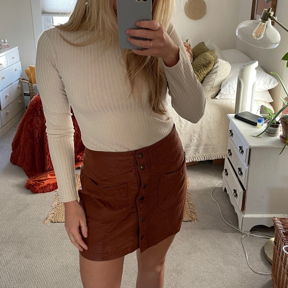 Free People Faux Leather Skirt